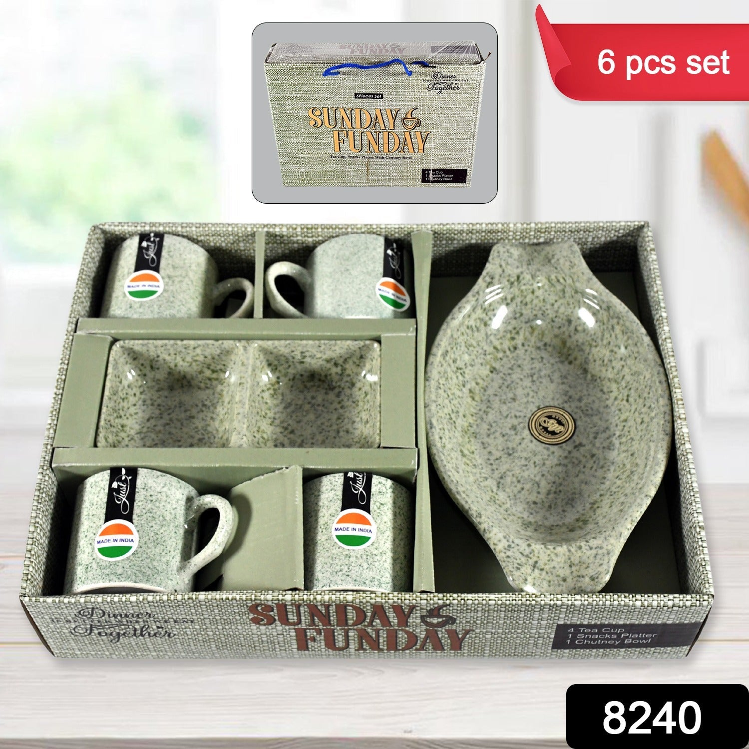 Sunday Funday 6-Piece Tea Set – Platter & Dual Bowl Sunday Funday 6-Piece Tea Set – Platter & Dual Bowl
